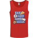 Gaming Eat Sleep Game Respawn Gamer Arcade Mens Vest Tank Top Red