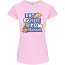 Gaming Eat Sleep Game Respawn Gamer Arcade Womens Petite Cut T-Shirt Light Pink