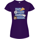 Gaming Eat Sleep Game Respawn Gamer Arcade Womens Petite Cut T-Shirt Purple