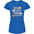 Gaming Eat Sleep Game Respawn Gamer Arcade Womens Petite Cut T-Shirt Royal Blue