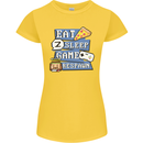 Gaming Eat Sleep Game Respawn Gamer Arcade Womens Petite Cut T-Shirt Yellow