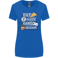 Gaming Eat Sleep Game Respawn Gamer Arcade Womens Wider Cut T-Shirt Royal Blue