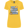 Gaming Eat Sleep Game Respawn Gamer Arcade Womens Wider Cut T-Shirt Yellow