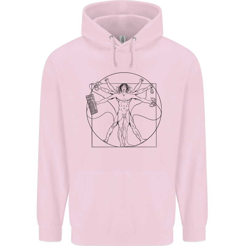 Gaming Vitruvian Gamer Funny Video Games Childrens Kids Hoodie Light Pink