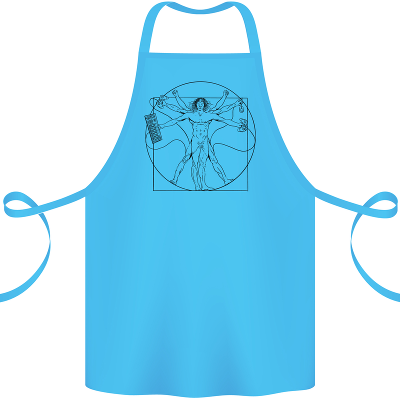 Gaming Vitruvian Gamer Funny Video Games Cotton Apron 100% Organic Turquoise