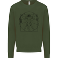 Gaming Vitruvian Gamer Funny Video Games Kids Sweatshirt Jumper Forest Green