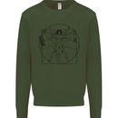 Gaming Vitruvian Gamer Funny Video Games Kids Sweatshirt Jumper Forest Green