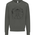 Gaming Vitruvian Gamer Funny Video Games Kids Sweatshirt Jumper Storm Grey
