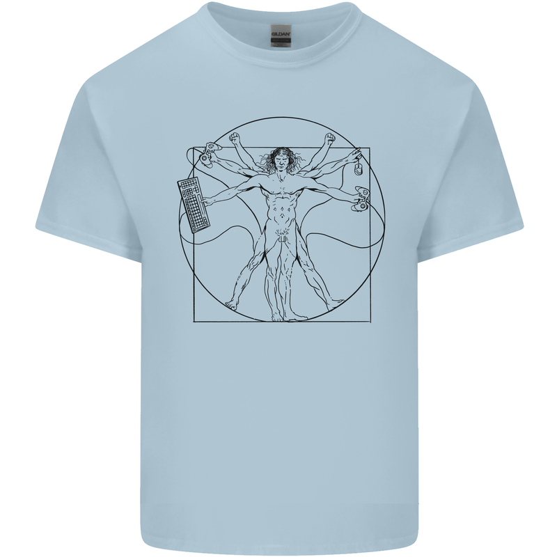 Gaming Vitruvian Gamer Funny Video Games Kids T-Shirt Childrens Light Blue