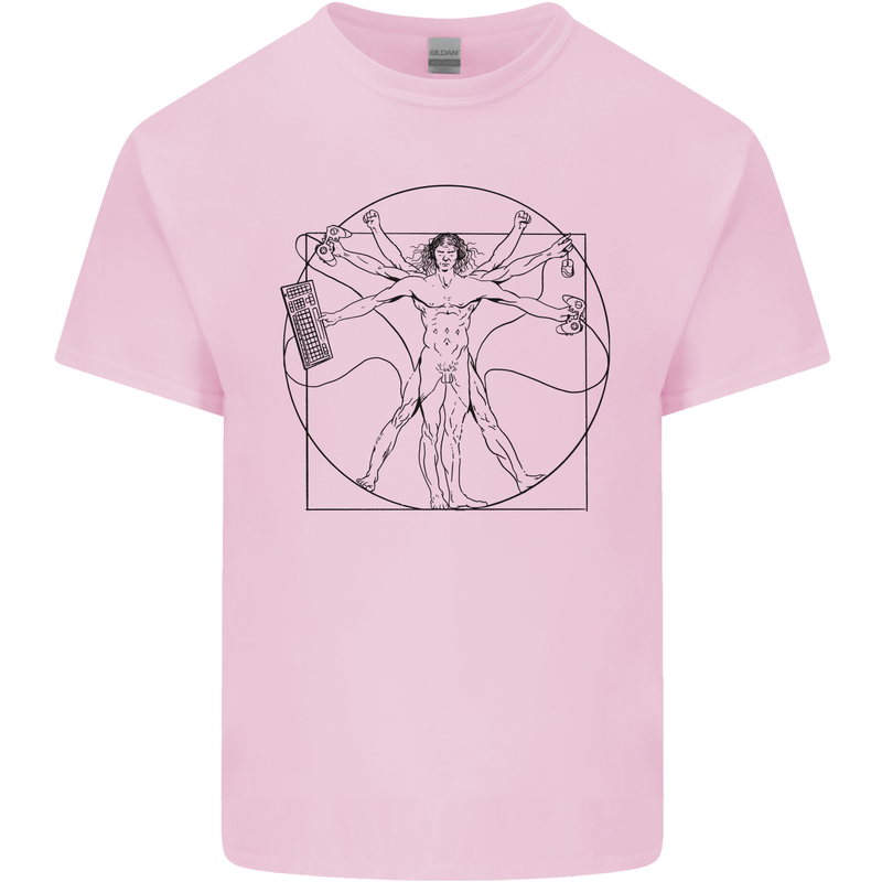 Gaming Vitruvian Gamer Funny Video Games Kids T-Shirt Childrens Light Pink