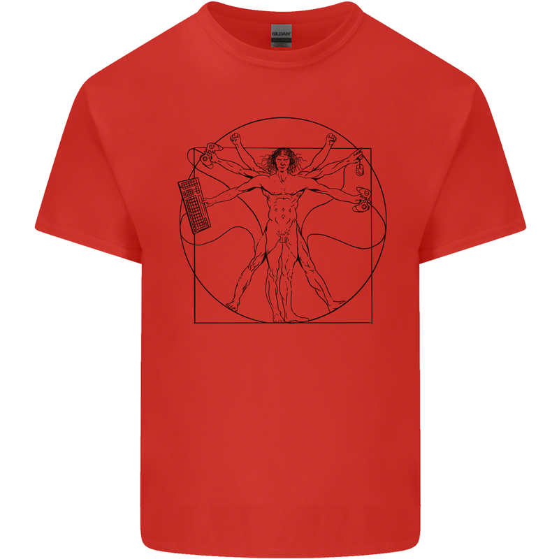 Gaming Vitruvian Gamer Funny Video Games Kids T-Shirt Childrens Red