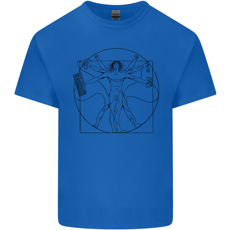 Gaming Vitruvian Gamer Funny Video Games Kids T-Shirt Childrens Royal Blue