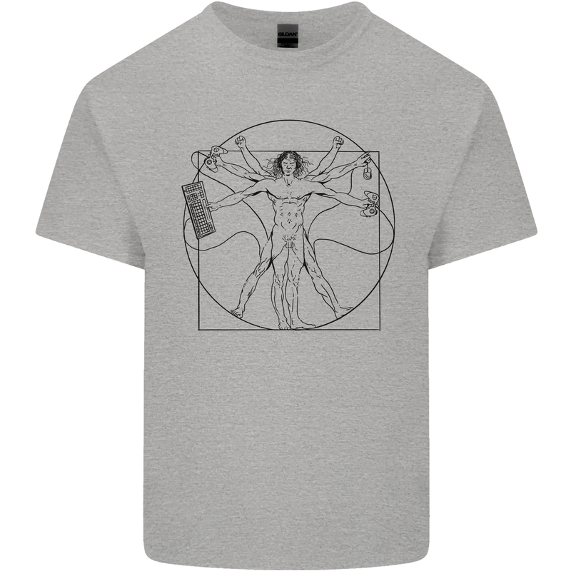 Gaming Vitruvian Gamer Funny Video Games Kids T-Shirt Childrens Sports Grey