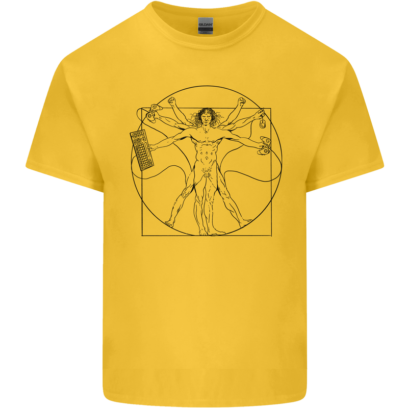 Gaming Vitruvian Gamer Funny Video Games Kids T-Shirt Childrens Yellow