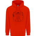 Gaming Vitruvian Gamer Funny Video Games Mens 80% Cotton Hoodie Bright Red