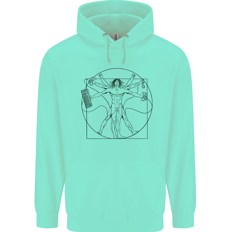 Gaming Vitruvian Gamer Funny Video Games Mens 80% Cotton Hoodie Peppermint