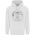 Gaming Vitruvian Gamer Funny Video Games Mens 80% Cotton Hoodie White