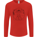 Gaming Vitruvian Gamer Funny Video Games Mens Long Sleeve T-Shirt Red