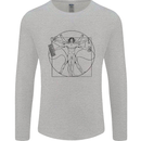 Gaming Vitruvian Gamer Funny Video Games Mens Long Sleeve T-Shirt Sports Grey
