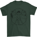 Gaming Vitruvian Gamer Funny Video Games Mens T-Shirt Cotton Gildan Forest Green