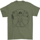 Gaming Vitruvian Gamer Funny Video Games Mens T-Shirt Cotton Gildan Military Green
