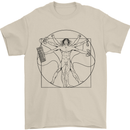 Gaming Vitruvian Gamer Funny Video Games Mens T-Shirt Cotton Gildan Sand