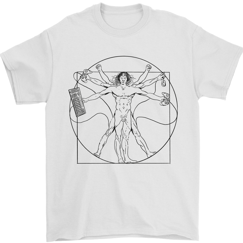 Gaming Vitruvian Gamer Funny Video Games Mens T-Shirt Cotton Gildan White