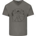 Gaming Vitruvian Gamer Funny Video Games Mens V-Neck Cotton T-Shirt Charcoal
