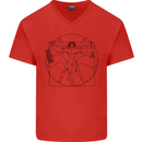 Gaming Vitruvian Gamer Funny Video Games Mens V-Neck Cotton T-Shirt Red