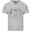Gaming Vitruvian Gamer Funny Video Games Mens V-Neck Cotton T-Shirt Sports Grey