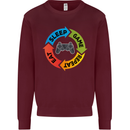 Gamming Eat Sleep Game Repeat Gamer Kids Sweatshirt Jumper Maroon
