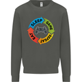 Gamming Eat Sleep Game Repeat Gamer Kids Sweatshirt Jumper Storm Grey
