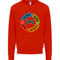 Gamming Eat Sleep Game Repeat Gamer Mens Sweatshirt Jumper Bright Red