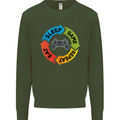 Gamming Eat Sleep Game Repeat Gamer Mens Sweatshirt Jumper Forest Green
