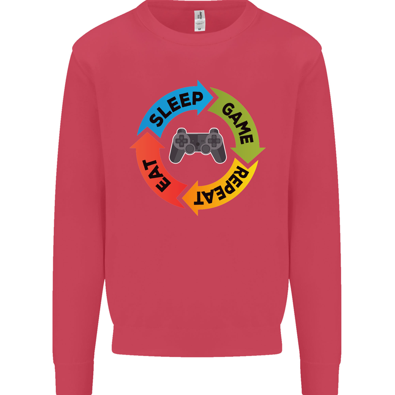 Gamming Eat Sleep Game Repeat Gamer Mens Sweatshirt Jumper Heliconia