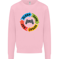 Gamming Eat Sleep Game Repeat Gamer Mens Sweatshirt Jumper Light Pink