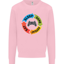 Gamming Eat Sleep Game Repeat Gamer Mens Sweatshirt Jumper Light Pink