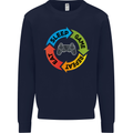 Gamming Eat Sleep Game Repeat Gamer Mens Sweatshirt Jumper Navy Blue