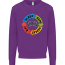 Gamming Eat Sleep Game Repeat Gamer Mens Sweatshirt Jumper Purple
