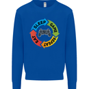 Gamming Eat Sleep Game Repeat Gamer Mens Sweatshirt Jumper Royal Blue