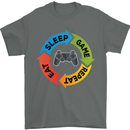 Gamming Eat Sleep Game Repeat Gamer Mens T-Shirt Cotton Gildan Charcoal