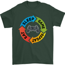 Gamming Eat Sleep Game Repeat Gamer Mens T-Shirt Cotton Gildan Forest Green
