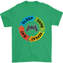 Gamming Eat Sleep Game Repeat Gamer Mens T-Shirt Cotton Gildan Irish Green