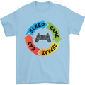 Gamming Eat Sleep Game Repeat Gamer Mens T-Shirt Cotton Gildan Light Blue