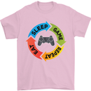 Gamming Eat Sleep Game Repeat Gamer Mens T-Shirt Cotton Gildan Light Pink