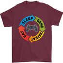Gamming Eat Sleep Game Repeat Gamer Mens T-Shirt Cotton Gildan Maroon
