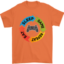 Gamming Eat Sleep Game Repeat Gamer Mens T-Shirt Cotton Gildan Orange