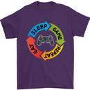 Gamming Eat Sleep Game Repeat Gamer Mens T-Shirt Cotton Gildan Purple