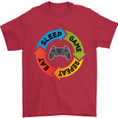 Gamming Eat Sleep Game Repeat Gamer Mens T-Shirt Cotton Gildan Red