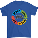 Gamming Eat Sleep Game Repeat Gamer Mens T-Shirt Cotton Gildan Royal Blue